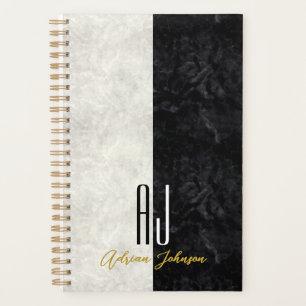 Zwart Goud Marmer Monogram Planner Journaal