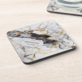 Zwart Goud Marmer Opgericht Gepersonaliseerd Bier Onderzetter (Linkerzijde)