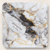 Zwart Goud Marmer Opgericht Gepersonaliseerd Bier Onderzetter (Voorkant)