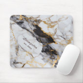 Zwart Goud Marmer Opgericht Gepersonaliseerd Muismat (Met muis)