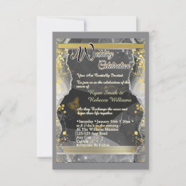 Zwart & Goud Marmer Reactiekaart RSVP Kaartje