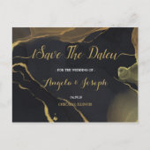 zwart & Goud Marmer Save the Date Briefkaart (Voorkant)