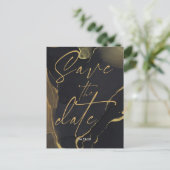 zwart & Goud Marmer Save the Date Briefkaart (Staand voorkant)