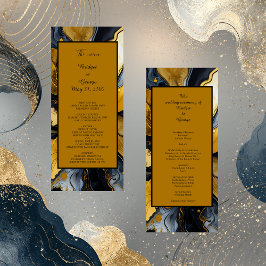 Zwart Goud Marmer Swirl Bruiloft Menu