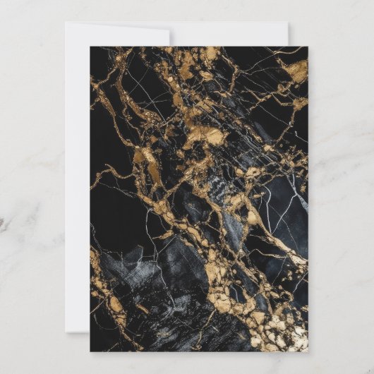 Zwart Goud Marmer Verrassing 55e Verjaardagsfeest Kaart (Achterkant)