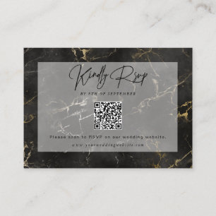 Zwart goud marmer Website RSVP Barcode Informatiekaartje