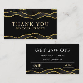 Zwart & Goud Marmeren Agaat Beauty Dank u kaart Visitekaartje