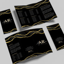 Zwart & Goud Marmeren Agaat Beauty Salon Brochure