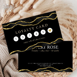 Zwart & Goud Marmeren Agaat Beauty Salon Loyalitei Visitekaartje