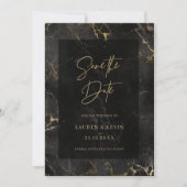 Zwart goud marmeren agaat bewaar de datum kaart (Voorkant)