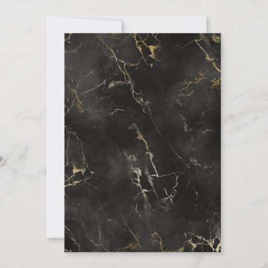 Zwart goud marmeren agaat bewaar de datum kaart (Achterkant)