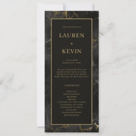 Zwart goud marmeren agaat bruiloft ceremonie progr