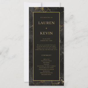 Zwart goud marmeren agaat bruiloft ceremonie progr