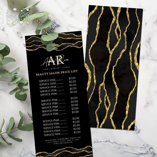 Zwart & Goud Marmeren Agaat Schoonheidssalon Prijs Reclamekaart