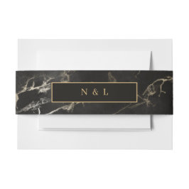 Zwart goud marmeren agaat uitnodigingen wikkel