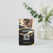 Zwart Goud Marmeren Foto QR Code Moderne Fotografi Visitekaartje (Staand voorkant)