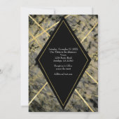 Zwart & Goud Marmeren Glam Bruiloft Uitnodigingen (Achterkant)