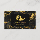 Zwart Goud Marmeren Haar Stylist Haarsalon Visitekaartje (Achterkant)