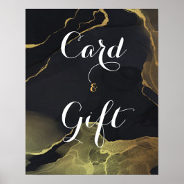Zwart & Goud Marmeren Kaart & Gift Poster