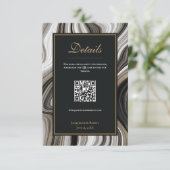 Zwart & Goud Marmeren QR Code Trouwbehuizingen Kaa Informatiekaartje (Staand voorkant)