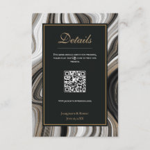 Zwart & Goud Marmeren QR Code Trouwbehuizingen Kaa