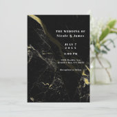 Zwart Goud Marmeren Veining Minimale Elegante Brui Kaart (Staand voorkant)