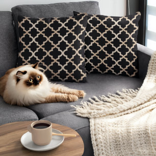 Zwart & Goud Marokkaans Patroon Kussen