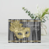 Zwart Goud Maskerade Feest Kaart (Staand voorkant)