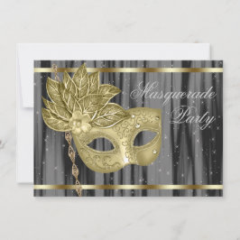 Zwart Goud Maskerade Feest Kaart
