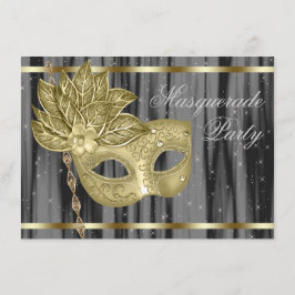 Zwart Goud Maskerade Feest Kaart