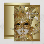 Zwart Goud Maskerade Feest Kaart (Voorkant / Achterkant)