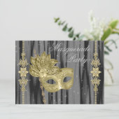 Zwart Goud Maskerade Feest Kaart (Staand voorkant)
