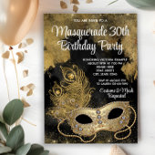 Zwart Goud Maskerade Feest Kaart