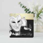 Zwart Goud Maskerade Feest Kaart (Staand voorkant)