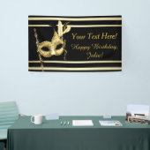 Zwart Goud Maskerade Feest Spandoek (Beurs)