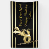 Zwart Goud Maskerade Feest Spandoek (Verticaal)