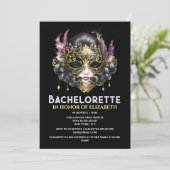 Zwart goud maskerade gezichtsmasker elegante dames kaart (Staand voorkant)