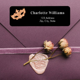 Zwart goud maskerade partij retour adres etiket