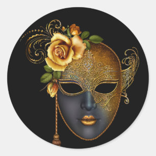 Zwart Goud Masquerade Party Stickers