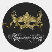 Zwart Goud Masquerade Party Stickers (Voorkant)