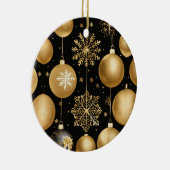 Zwart & Goud Merry Christmas Ball Keramisch Orname Keramisch Ornament (Rechts)