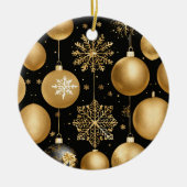 Zwart & Goud Merry Christmas Ball Keramisch Orname Keramisch Ornament (Voorkant)