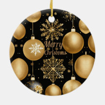 Zwart & Goud Merry Christmas Ball Keramisch Orname