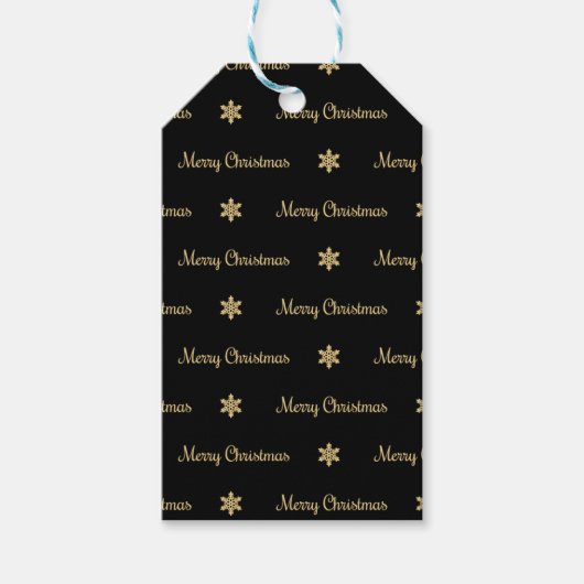 Zwart & Goud Merry Christmas Gift Label Cadeaulabel (Voorkant)
