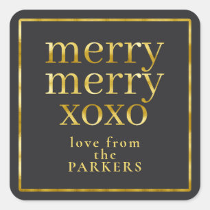 Zwart Goud Merry XOXO ID1009 Vierkante Sticker