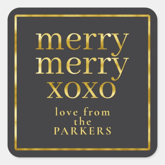 Zwart Goud Merry XOXO ID1009 Vierkante Sticker (Voorkant)
