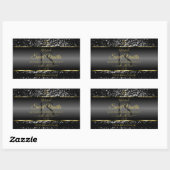 Zwart Goud met Glitter Initialen Productlabels Rechthoekige Sticker (Vel)