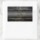 Zwart Goud met Glitter Initialen Productlabels Rechthoekige Sticker (Tas)