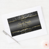 Zwart Goud met Glitter Initialen Productlabels Rechthoekige Sticker (Envelop)