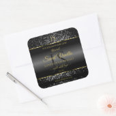 Zwart Goud met Glitter Initialen Productlabels Vierkante Sticker (Envelop)